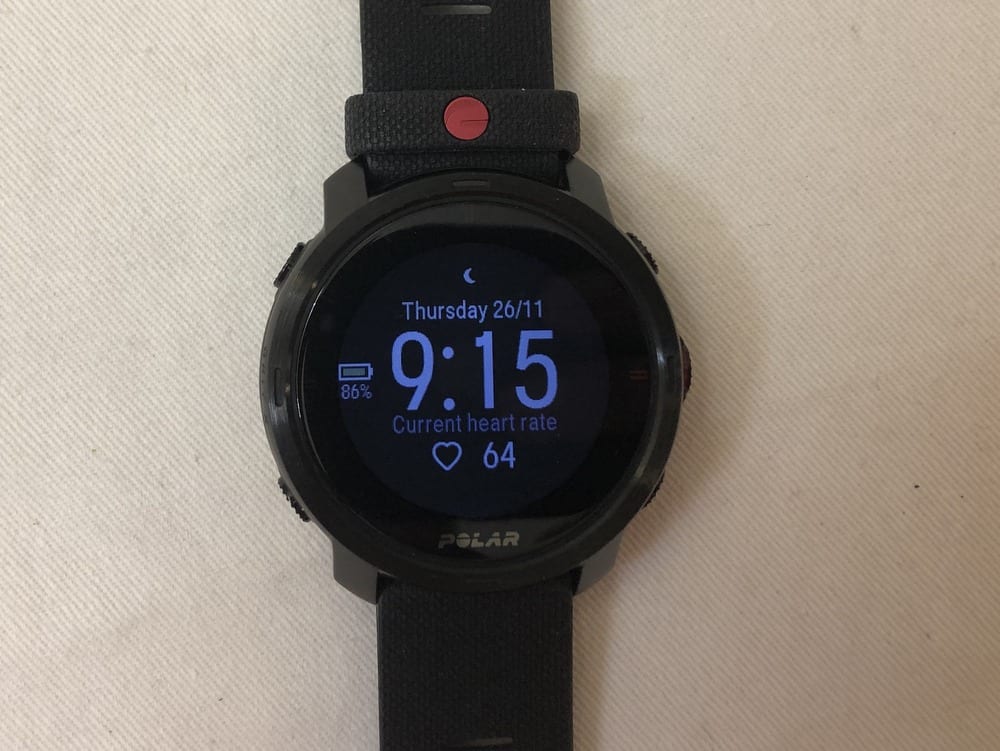 Polar Grit X heart rate watch face