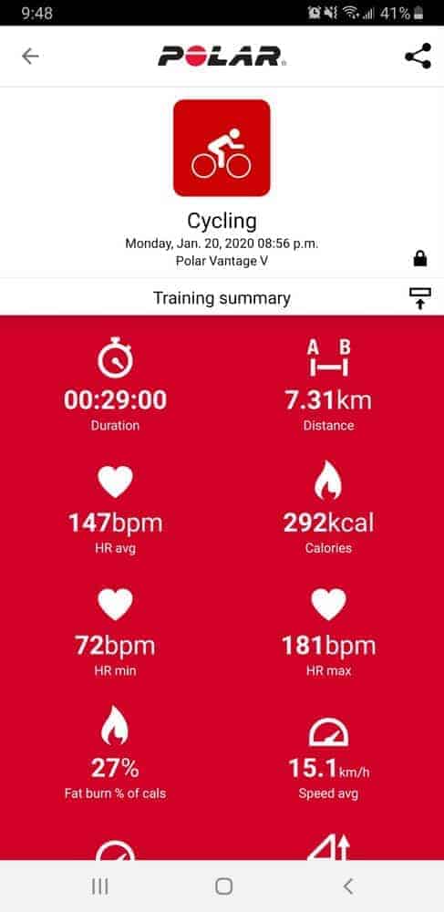 Polar Vantage V Polar Flow cycling workout
