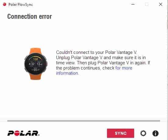 polar vantage v error