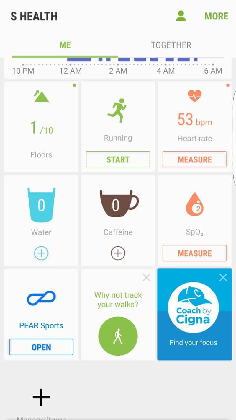 Samsung Gear S3 Health Apps.