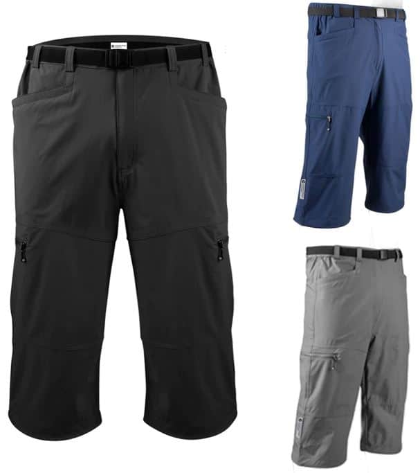 Pairs of capri pants in different colors.