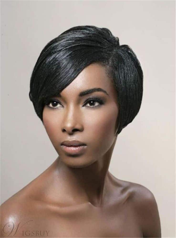 Pixie Boy Cuts Straight Natural Black With Bangs from WigsBuy.