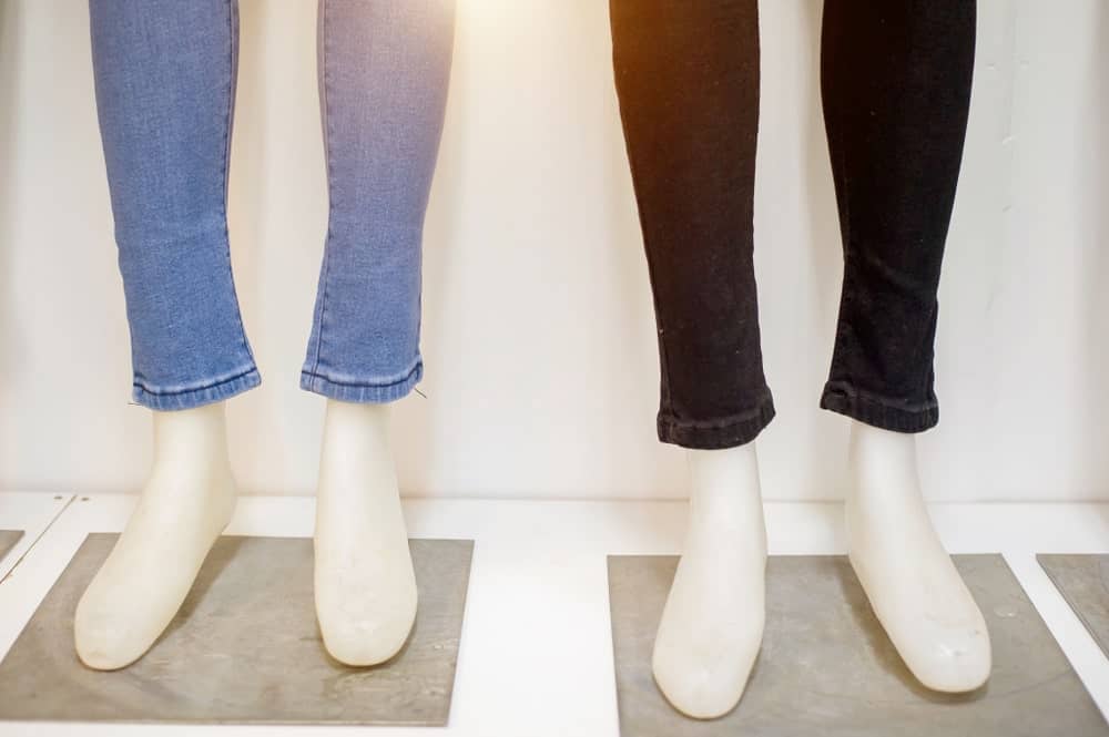 A couple of capri pants on display at the store.
