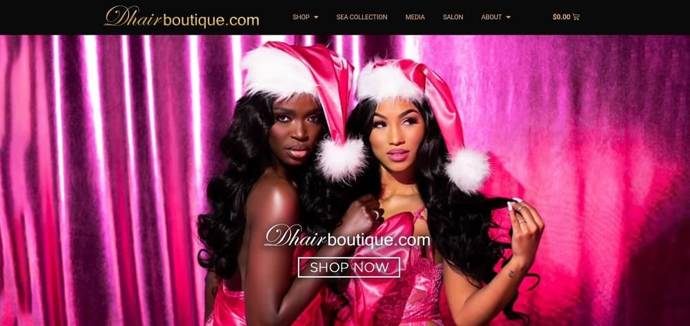 This is a screenshot of the Dhair website.