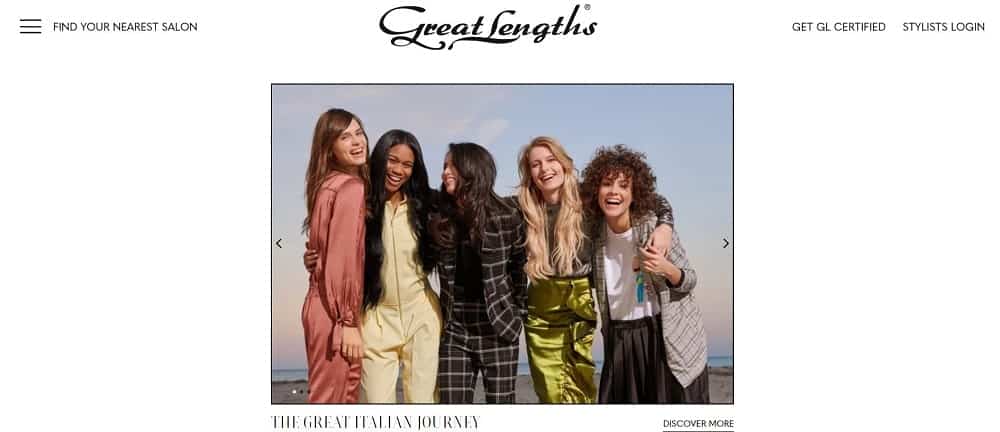 This is a screenshot of the Great Lengths website.