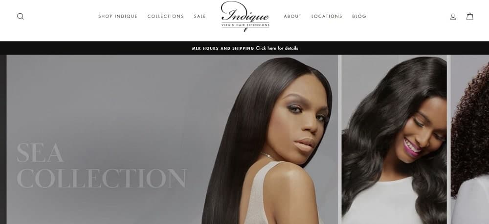 This is a screenshot of the Indique website.