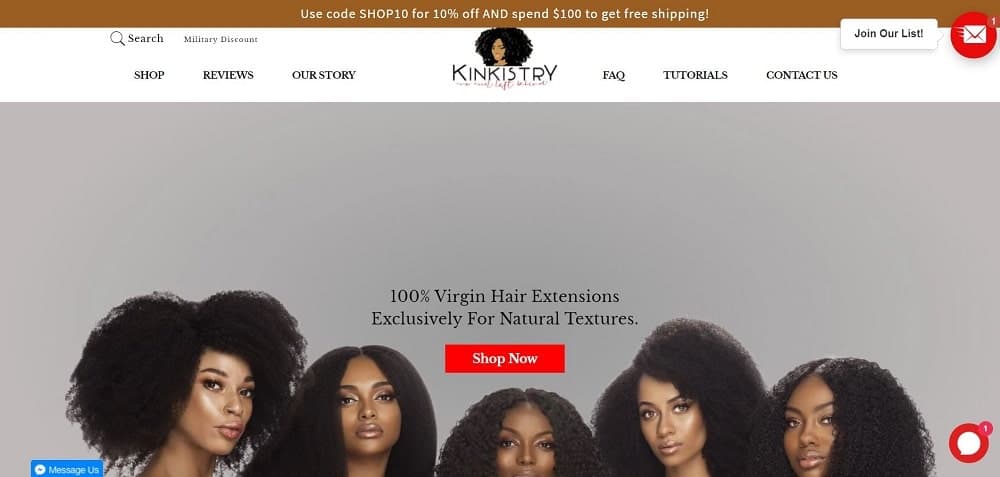 This is a screenshot of the Kinkistry website.