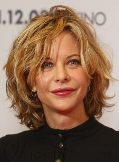 Messy Short Layered Wavy Human Hair Full Lace Wig from WigsBuy.