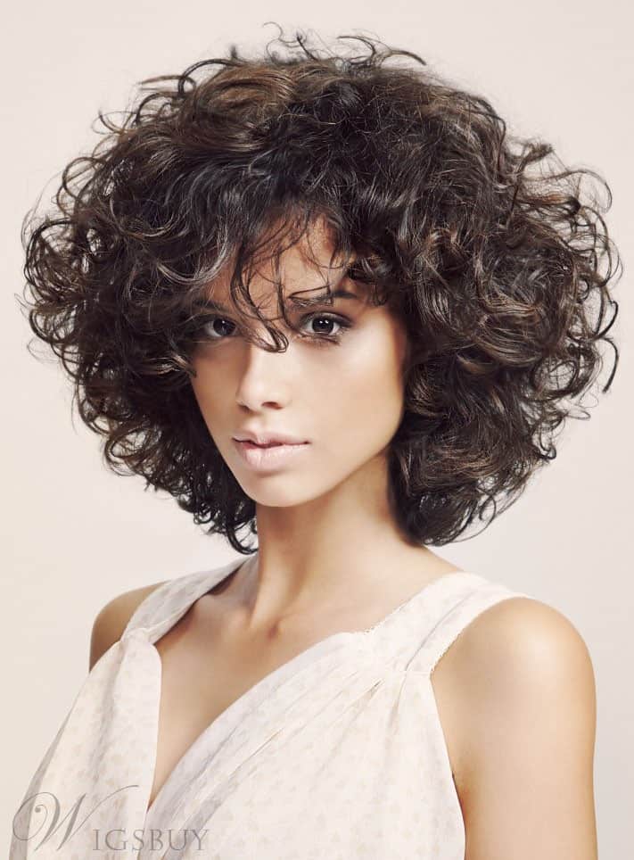  Fluffy Medium Curly Bob Hairstyle from WigsBuy.
