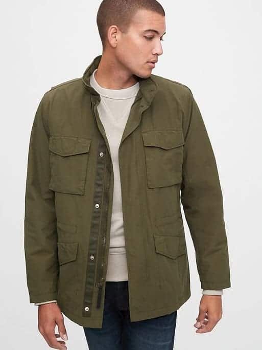 Man wearing a military jacket.