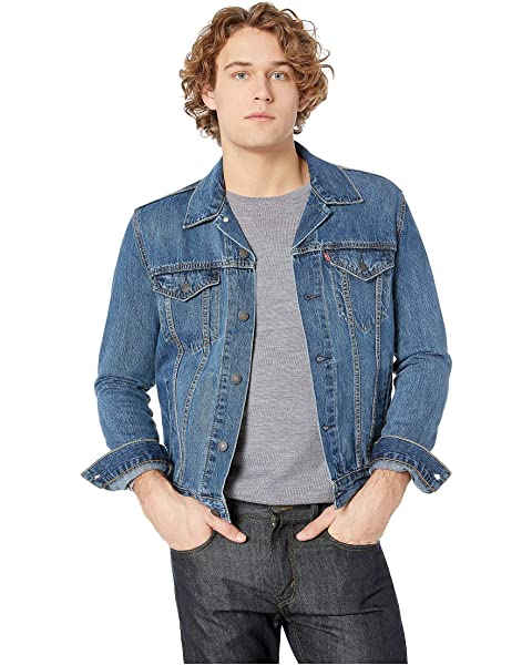 Man wearing trucker jacket.