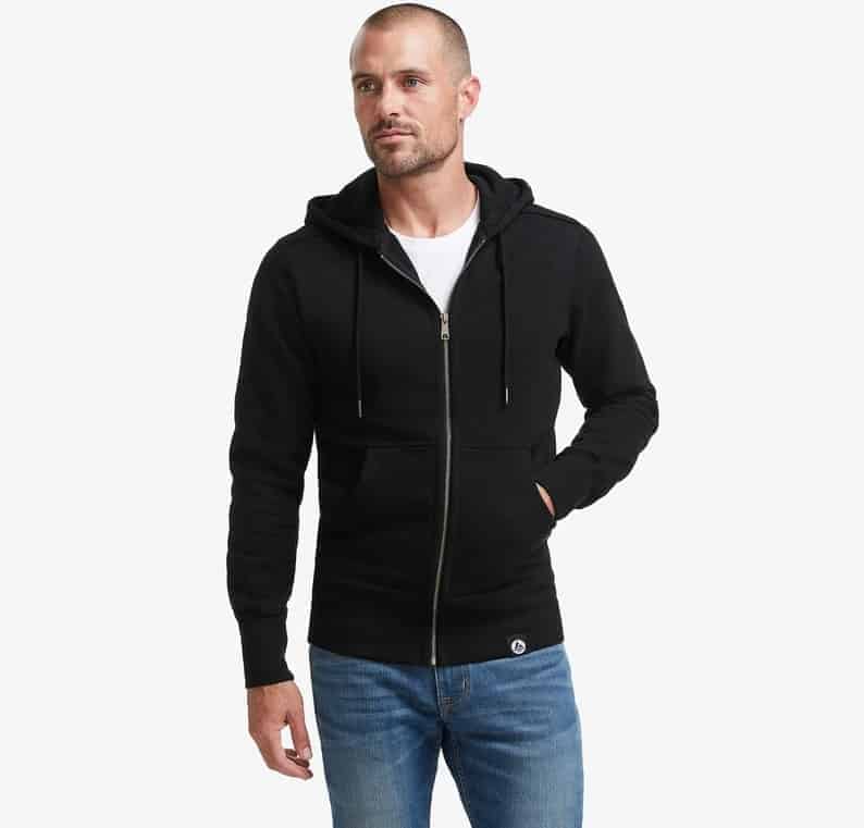 The American Giant Classic Full-Zip Hoodie in black.