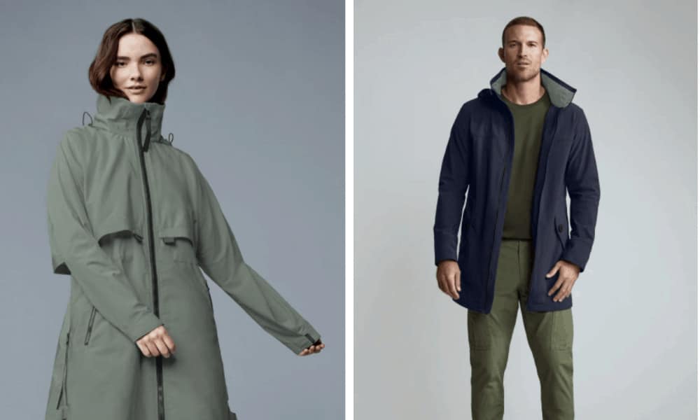 Woman and man wearing jackets.