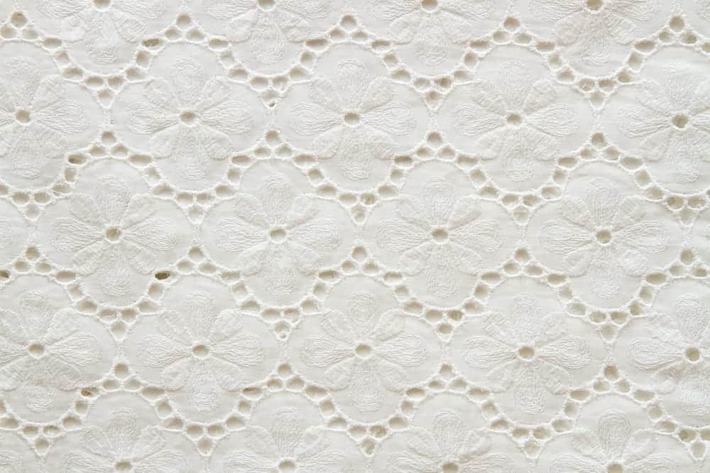 White embroidered fabric