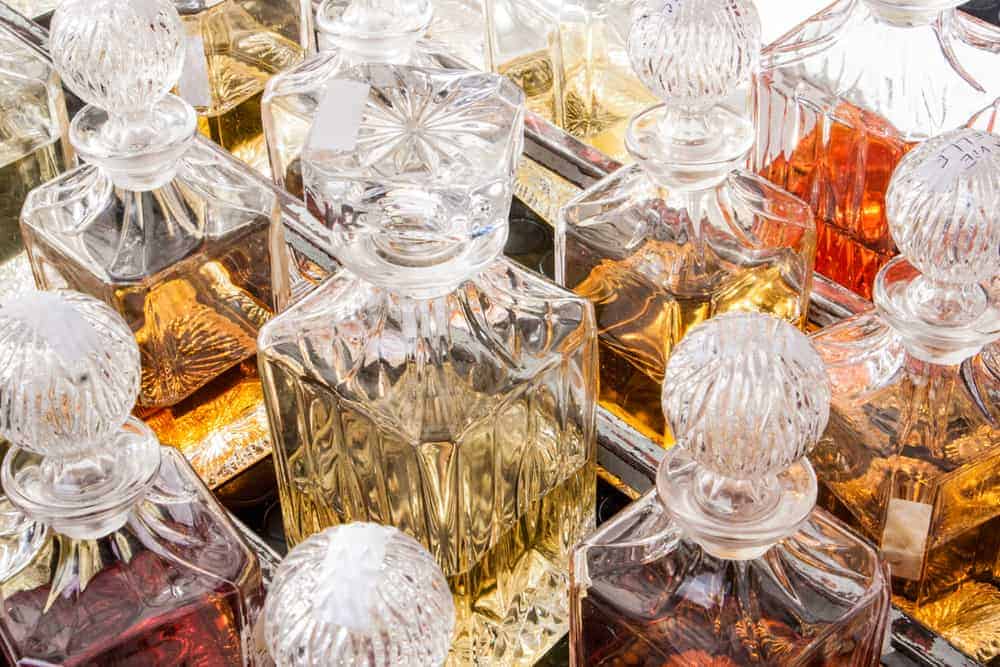A close-up look at the perfume bottles.