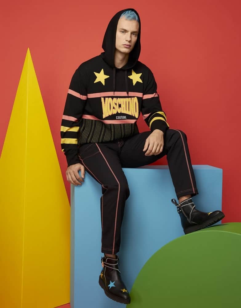 The hooded wool jacket from Moschino.
