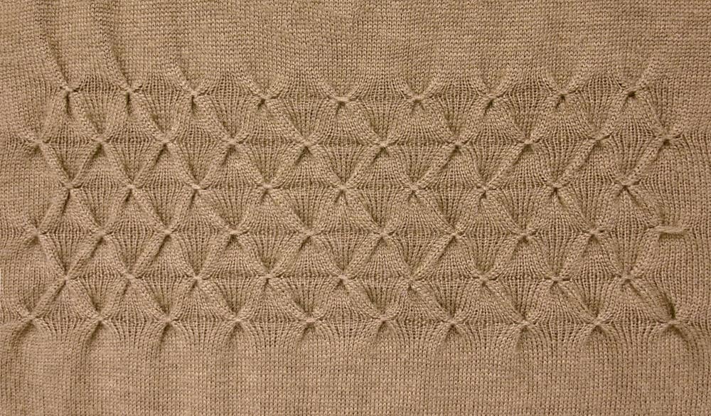 Khaki smocked fabric