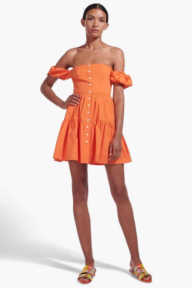 Staud Mini Elio Dress in Nectarine