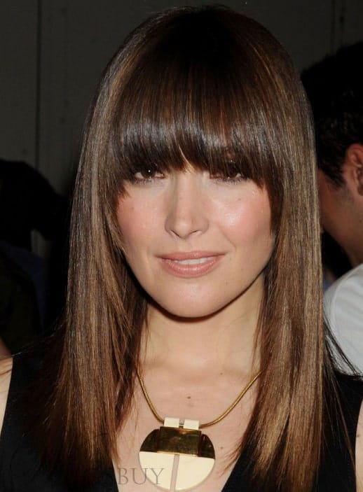 Long Straight Human Hair Full Bang Wigs 16 Inches from WigsBuy.