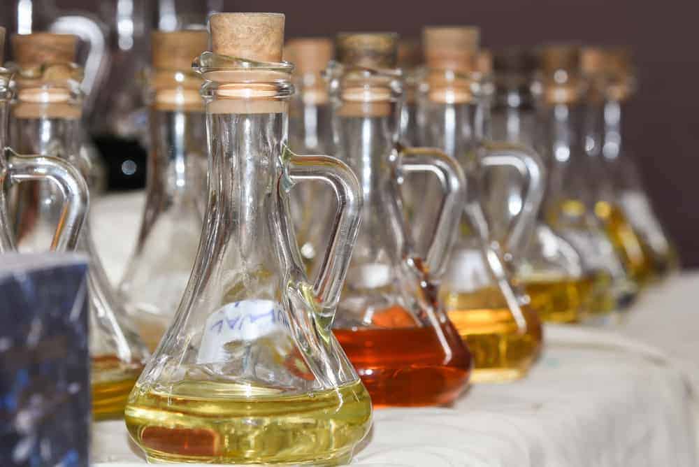 Perfumes in vintage bottles.