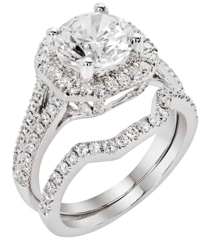This is a close look at a cluster ring with diamonds.
