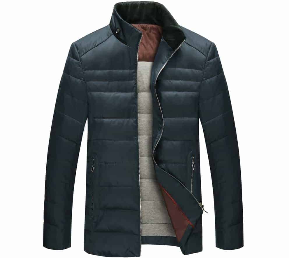 This is a close look at a puff jacket with zipper.