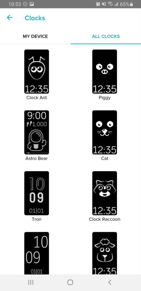 fitbit ace 2 watch faces