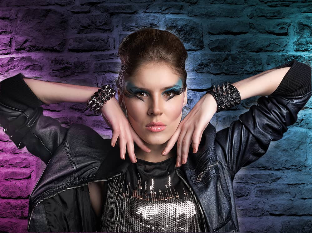 Model sporting a glam rock look.