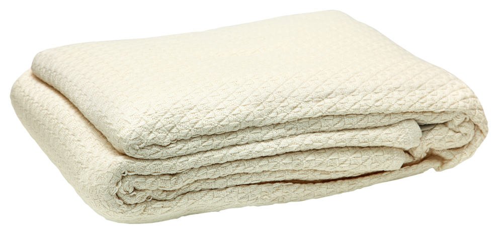 This is a close look at a beige Egyptian Cotton blanket.