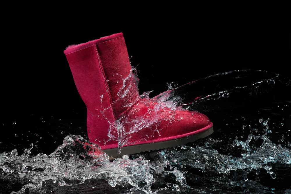 This is a piece of Sheepskin Suede boot with a pink tone.