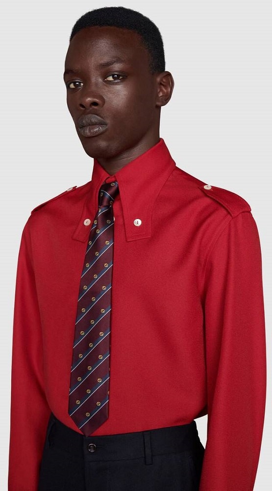 The Blue Striped Interlocking tie from Gucci.