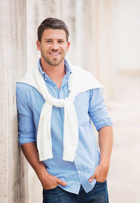 Portrait of a man donning an Ivy League look.