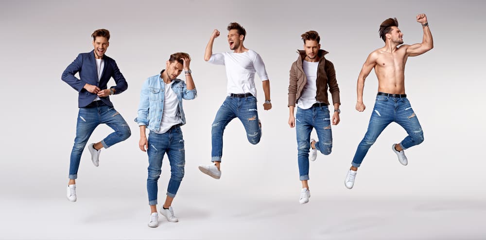 Multiple portrait of men in various fashion styles.