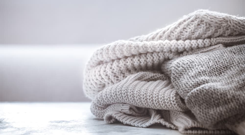 A look at various knitted cashmere wool sweaters.