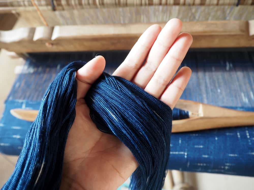 Natural Indigo dye cotton on hand.