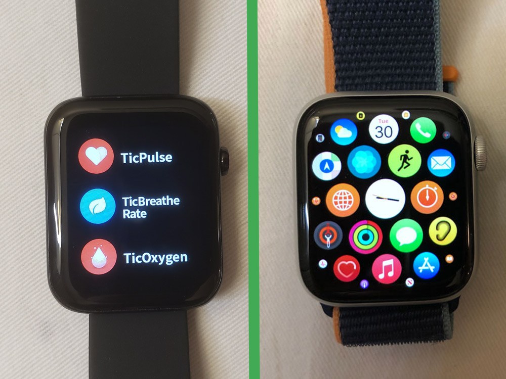 ticwatch gth vs apple watch series 6 menu