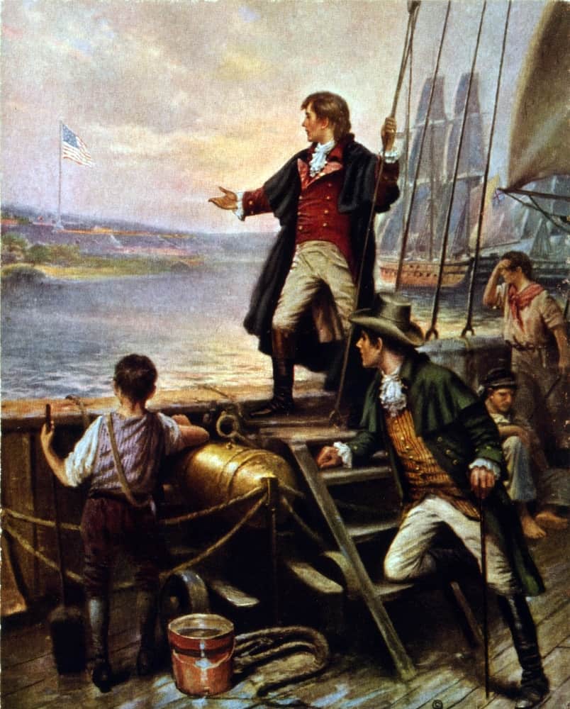 Francis Scott Key awakes to see the American flag still waving over Fort McHenry.
