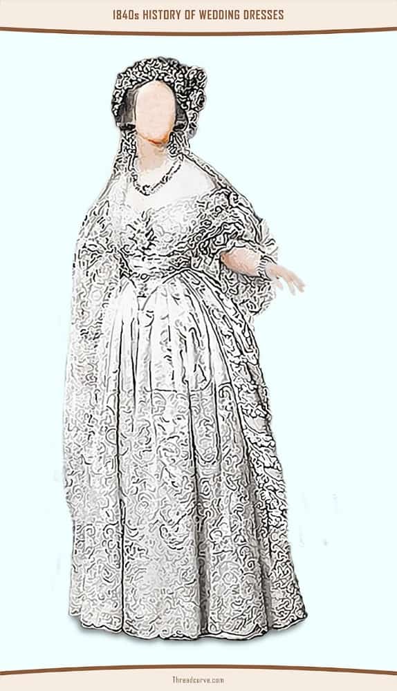 Portrait of a woman wearing a white wedding dress.