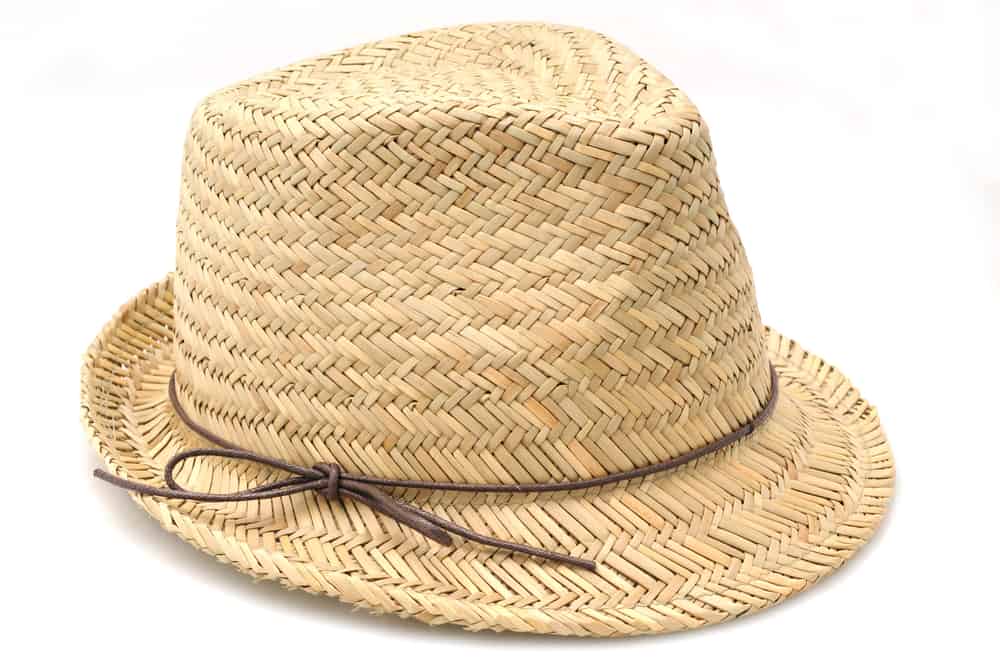 A woven wicker fedora.