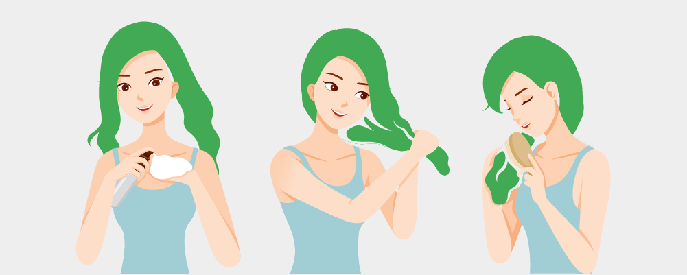 Picture of a girl taking care of her healthy hair