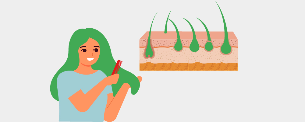 Woman combing her healthy hair