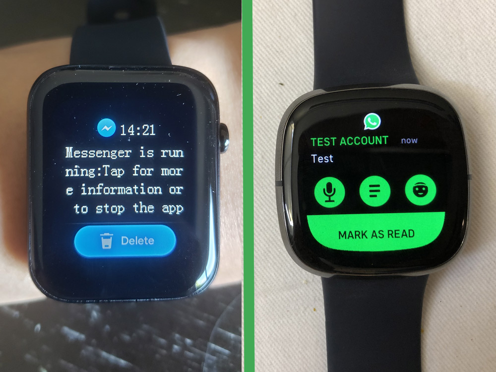 fitbit sense vs ticwatch gth messaging