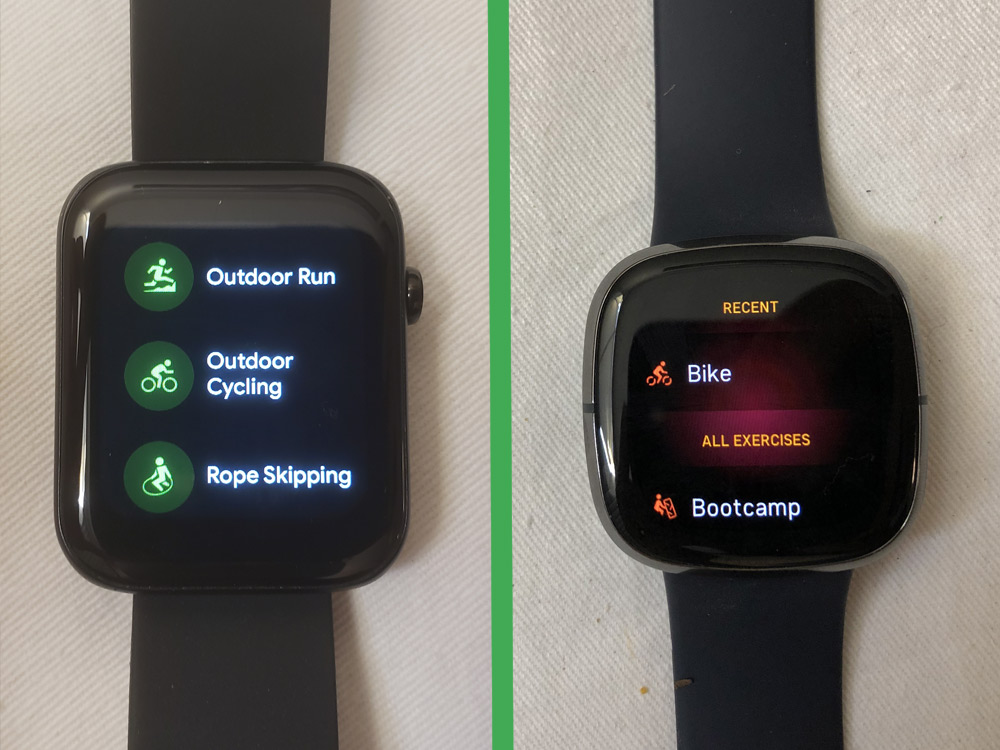 ticwatch gth vs fitbit sense workouts