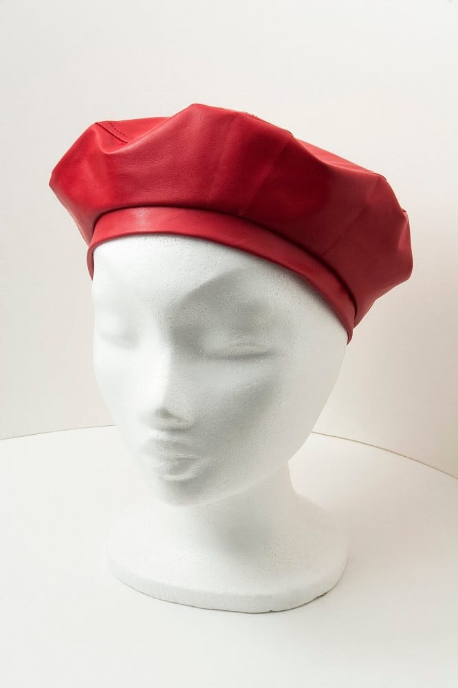 This is the Red Vinyl Hat, French Beret, Handmade from Etsy.