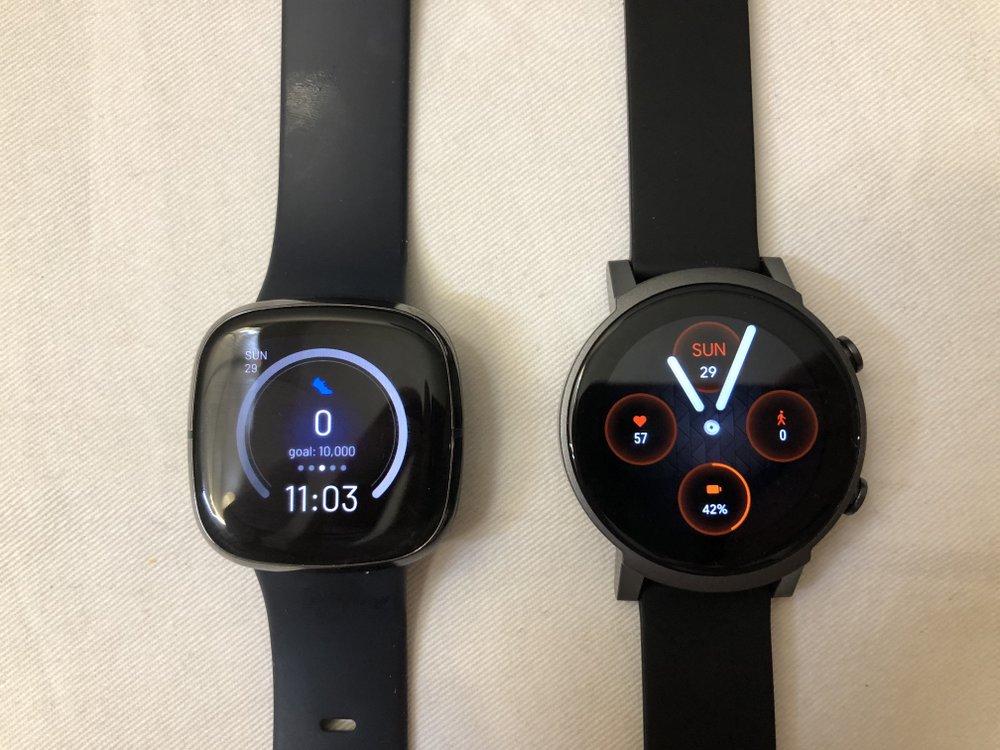 ticwatch e3 vs fitbit sense