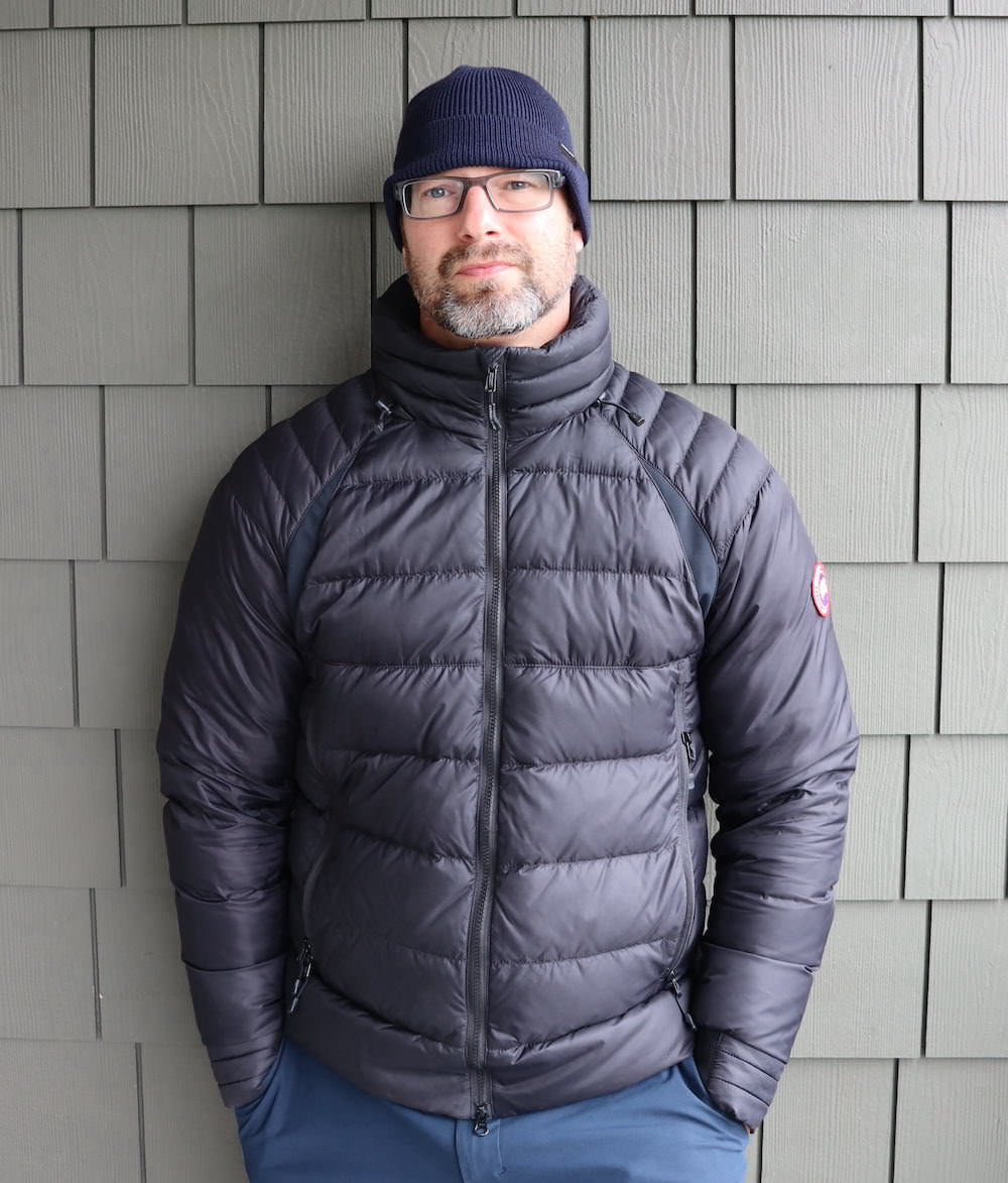 Wearing black HyBridge Base Down Canada Goose Jacket