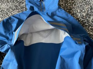 Rear vent flap on Canada Goose rain jacket